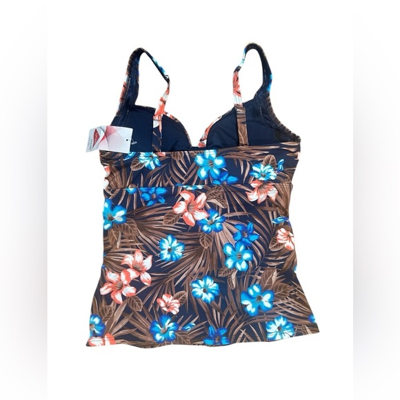 Land’s End Surplice underwire size 4 floral tankini top NWT v neck wrap - Picture 4 of 8